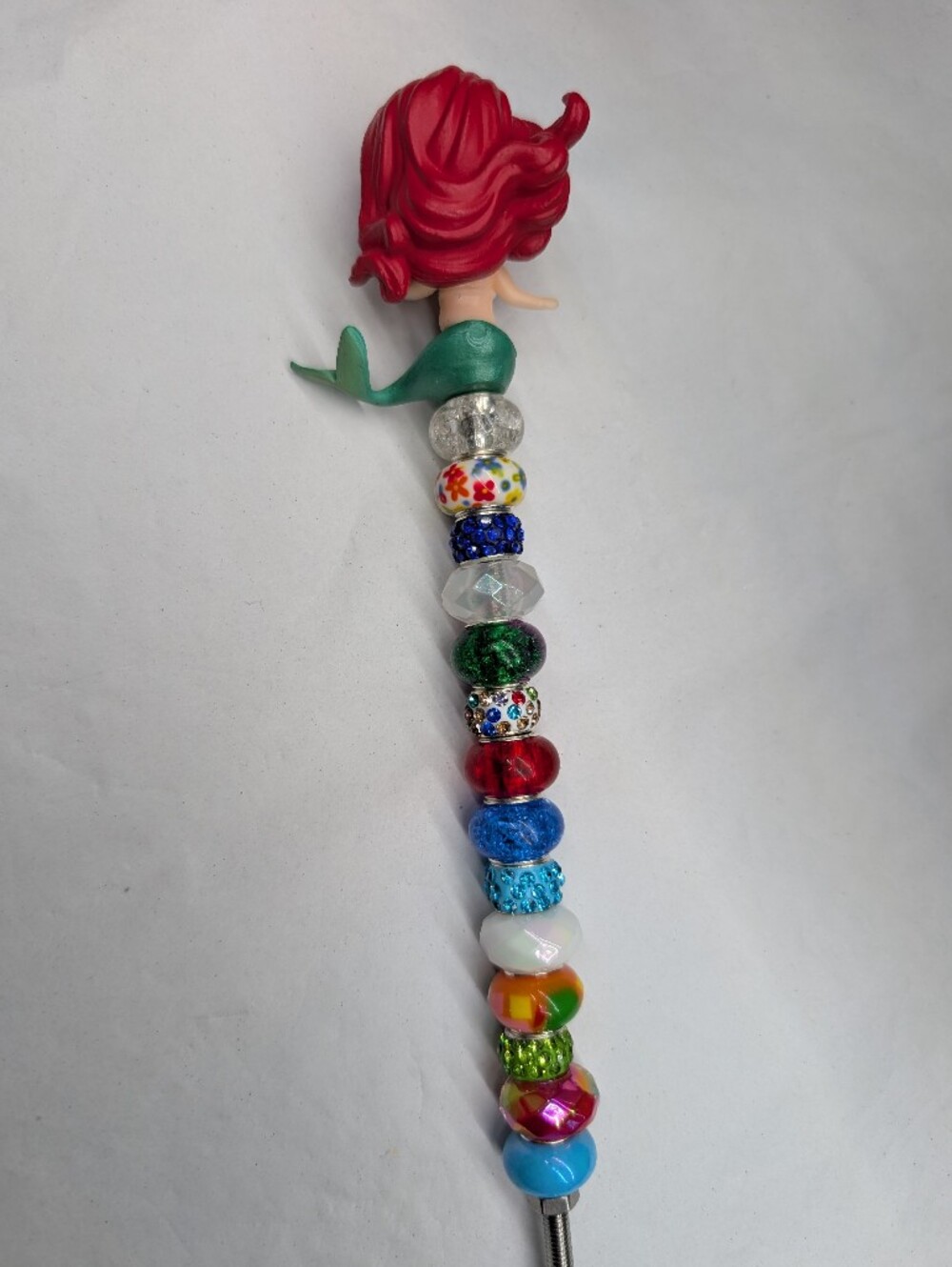 Hand Made Beaded Fairy Wand/Plant/Garden Stake W/Ariel-Mermaid Topper 🧜🏼 - Picture 4 of 4